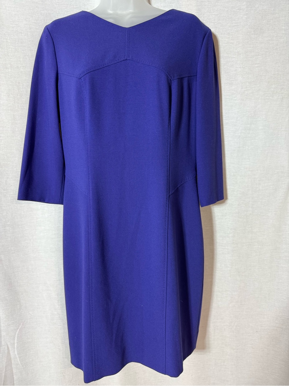 Boss Royal Purple Midi Dress with Three-Quarter Sleeves Size 8